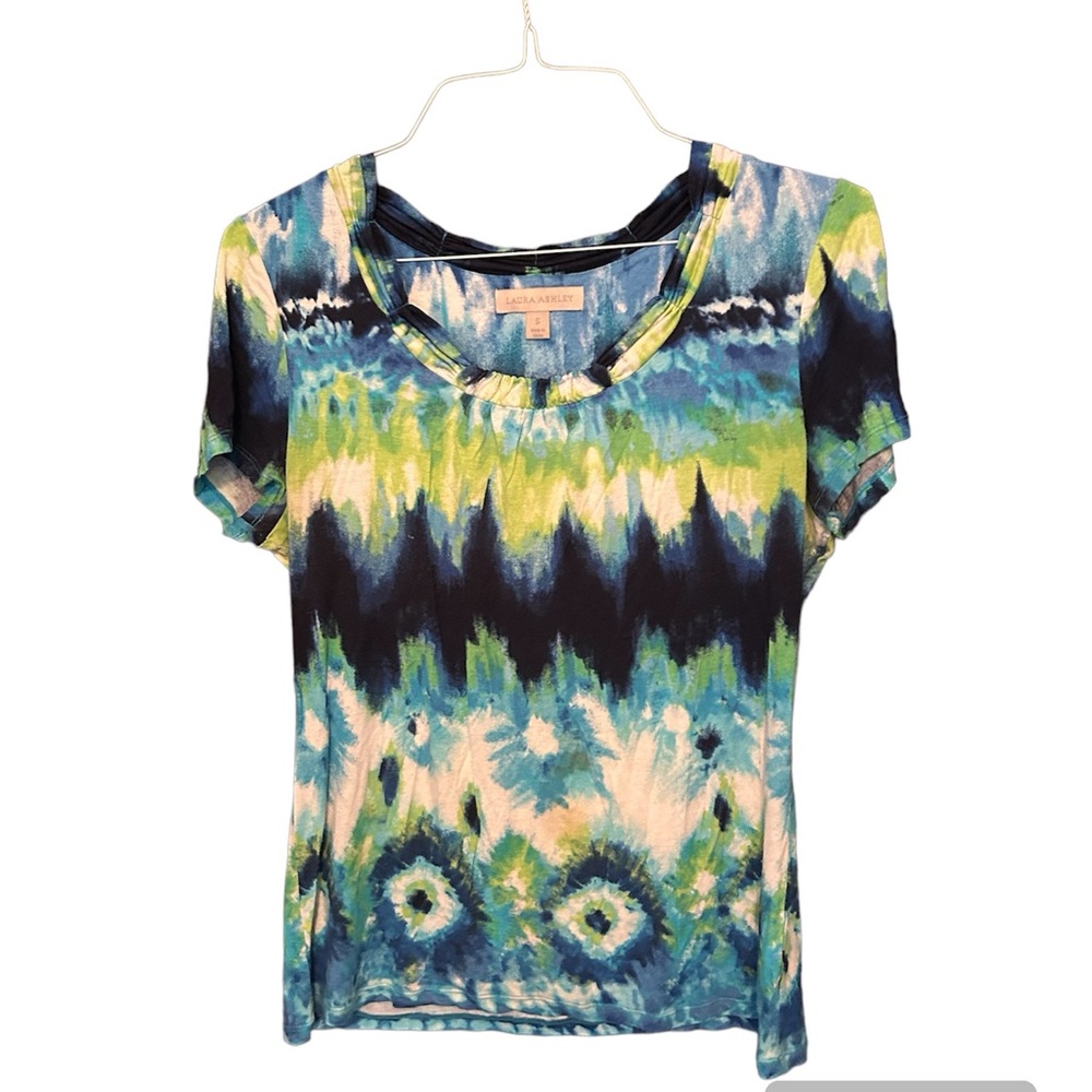 Laura Ashley Blue Tye Dye Blouse. Size Small.